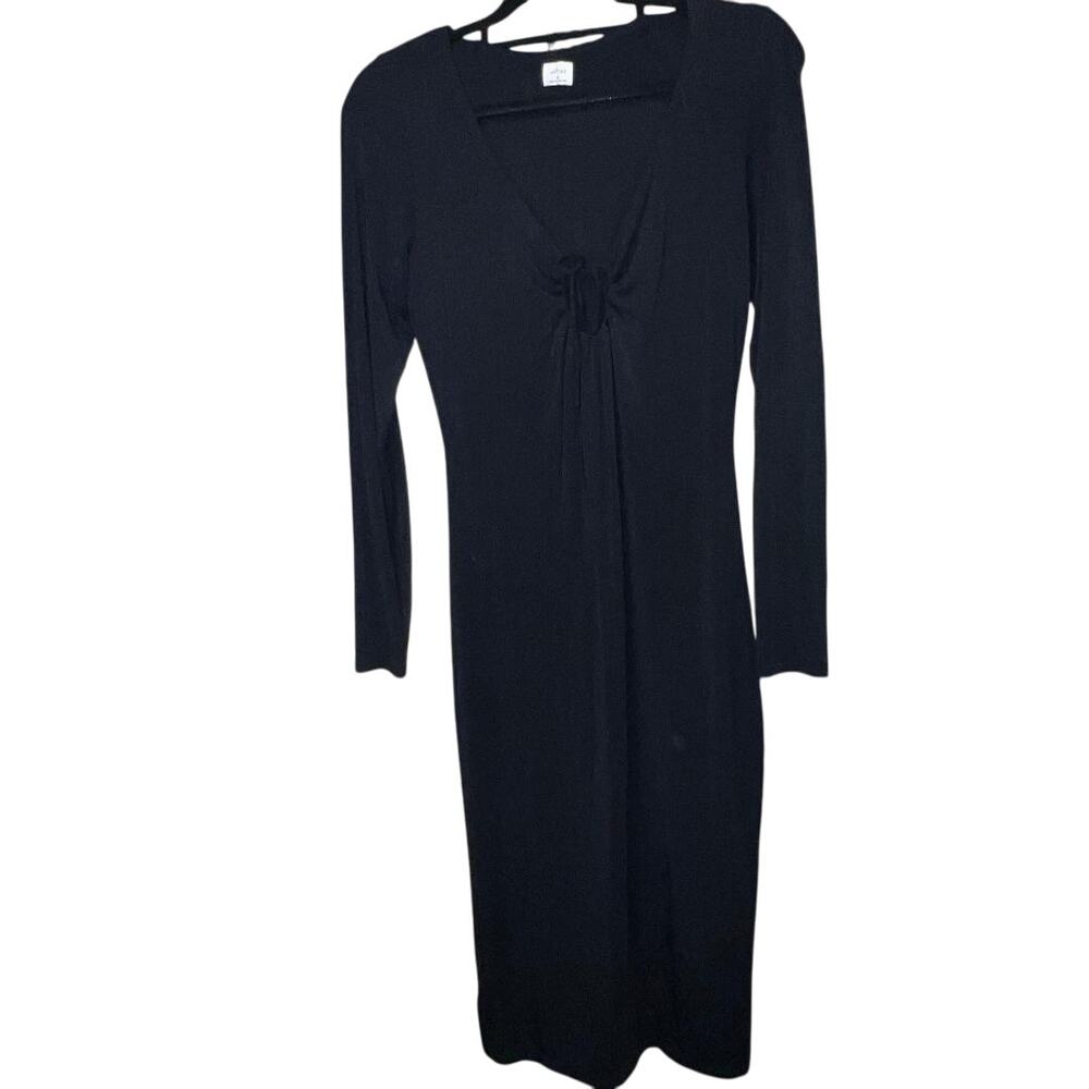 Wilfred Aritzia "Chelsea" long-sleeve tie keyhole front bodycon midi dress- Sz M